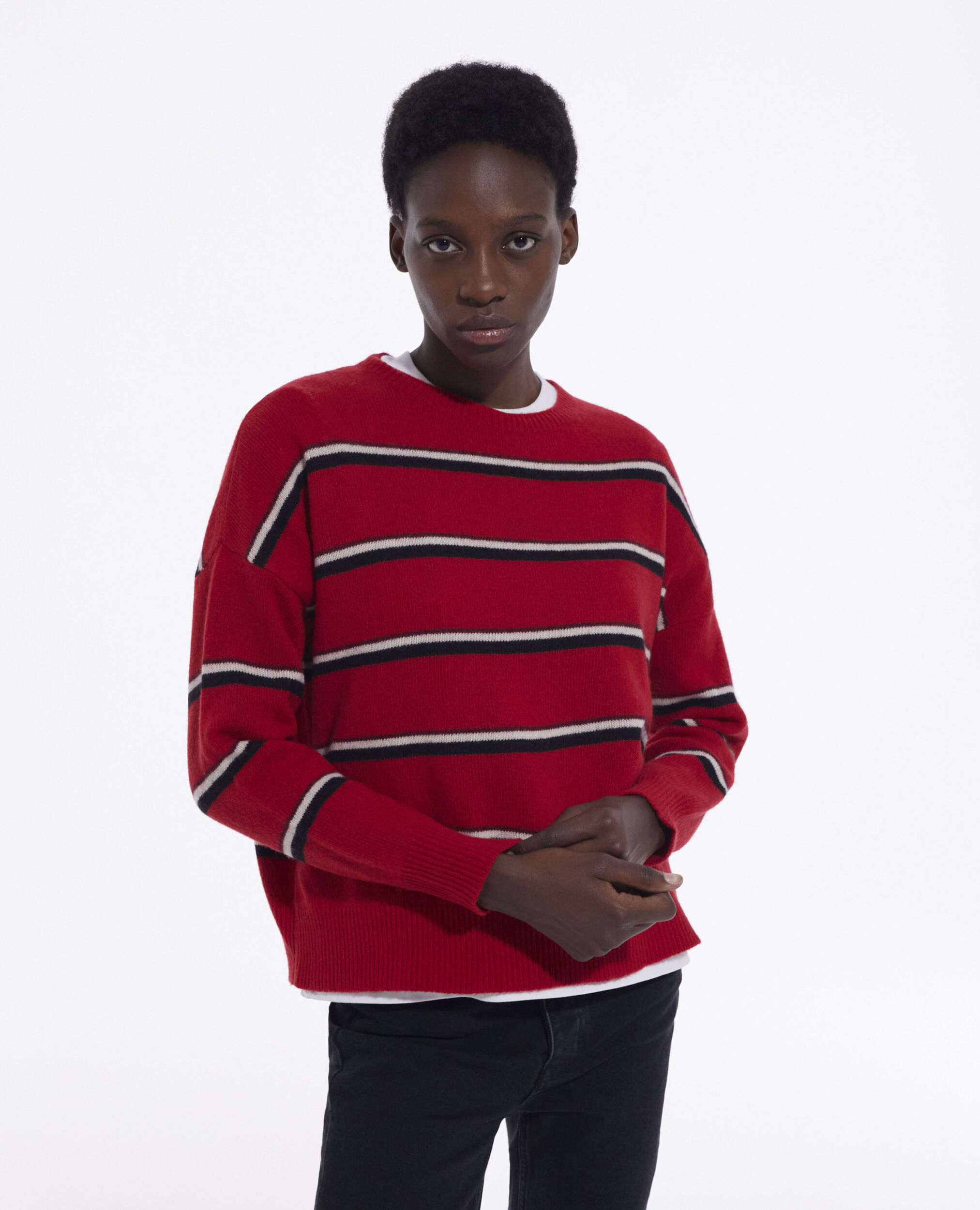 Red cashmere sweater, RED-BLACK-WHITE, hi-res image number null