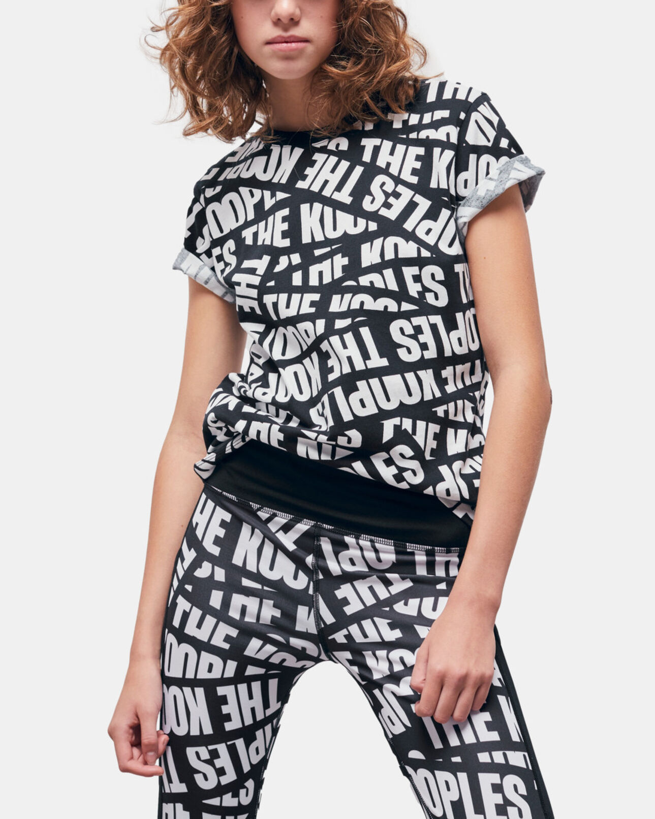 The Kooples WOMEN BLACK / WHITE t-shirt with the kooples logo