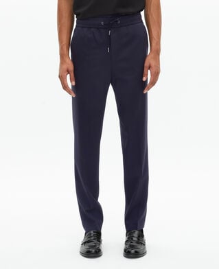 The Kooples HOMME NAVY pantalon &eacute;lastiqu&eacute; droit en laine marine