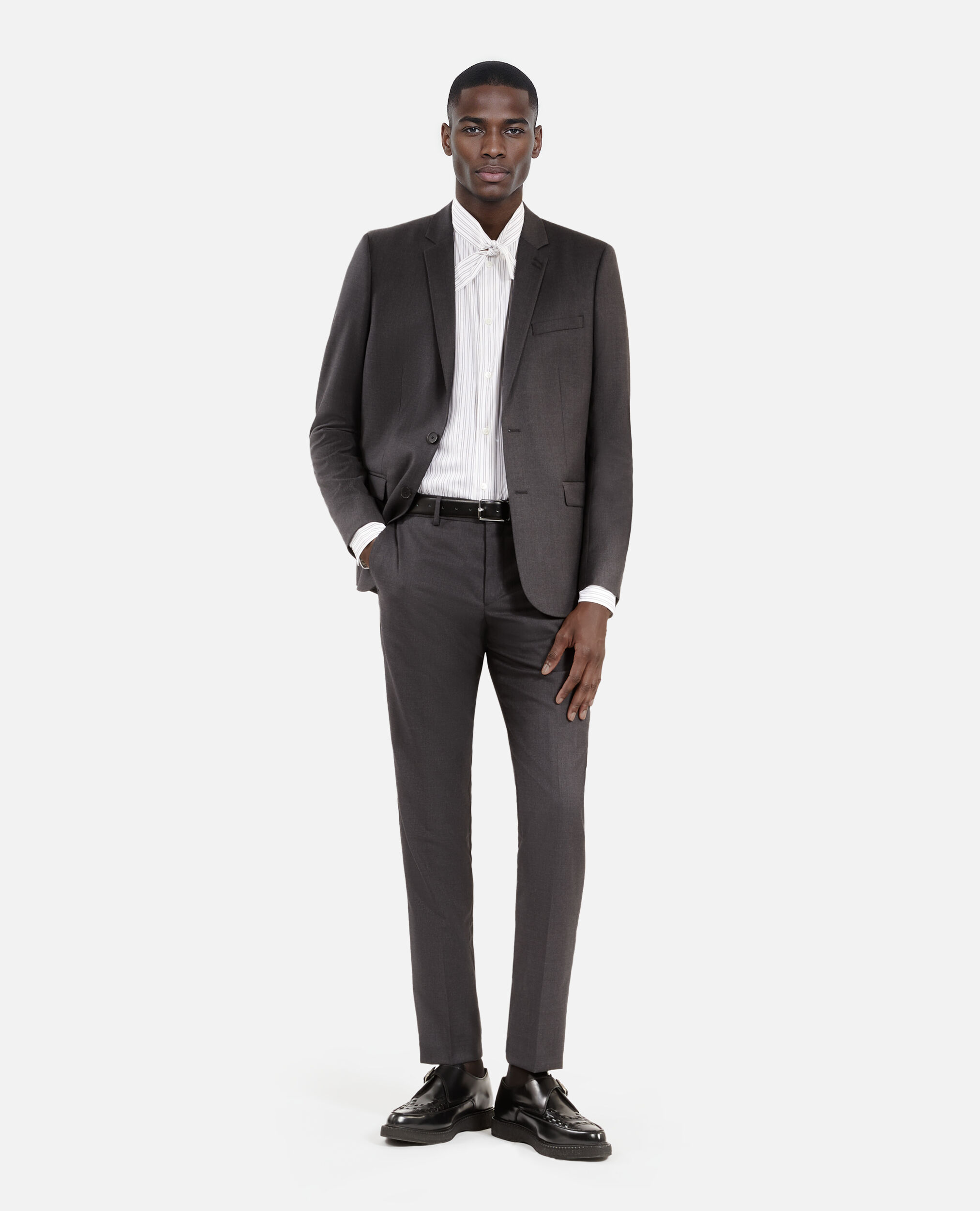 Gray wool suit pants, GREY, hi-res image number null