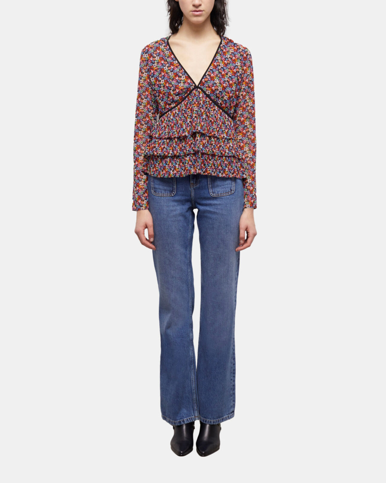 The Kooples WOMEN MULTICOLOR multicolor top with pleated ruffles