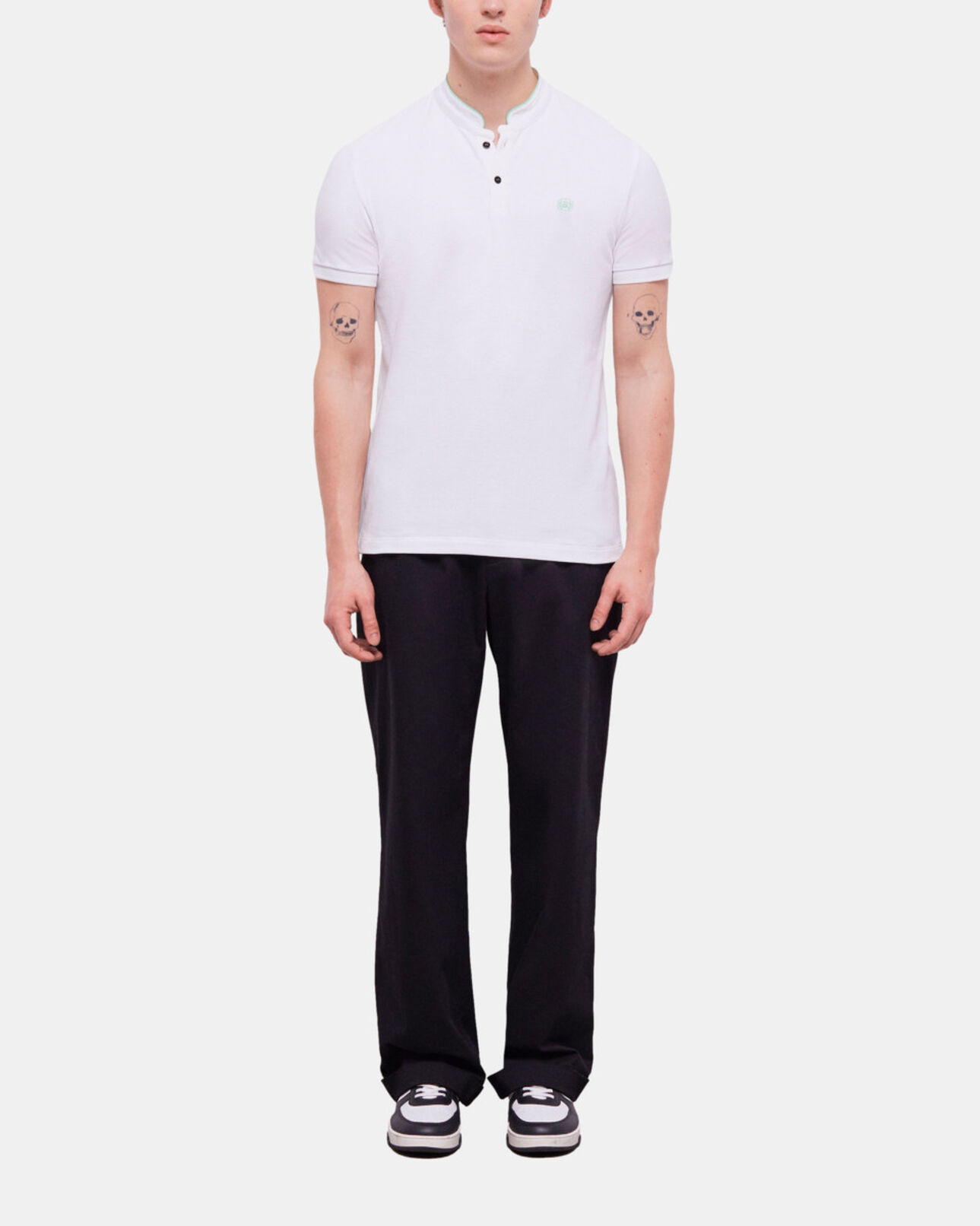 The Kooples MEN GREEN-WHITE green officer collar polo shirt