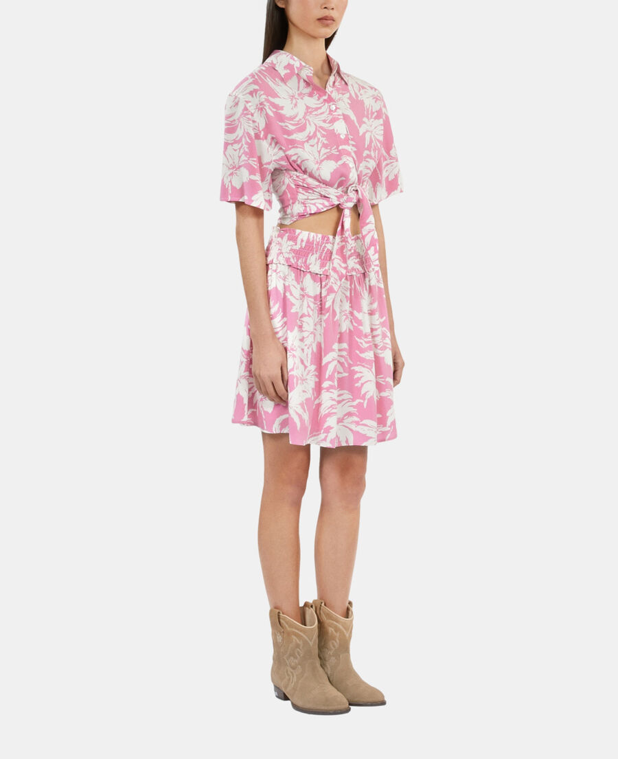 The Kooples F PINK-WHITE short printed skirt with smocks