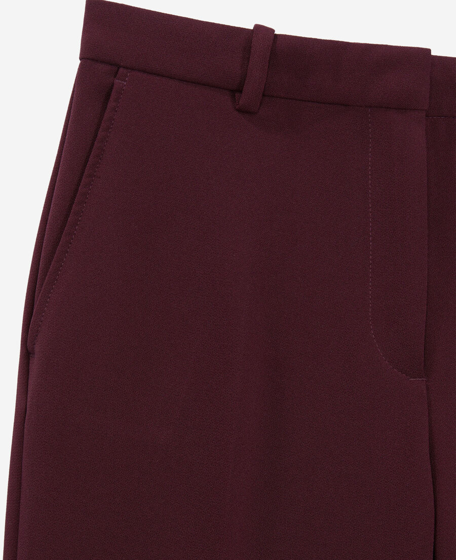pantalon tailleur bordeaux en crêpe
