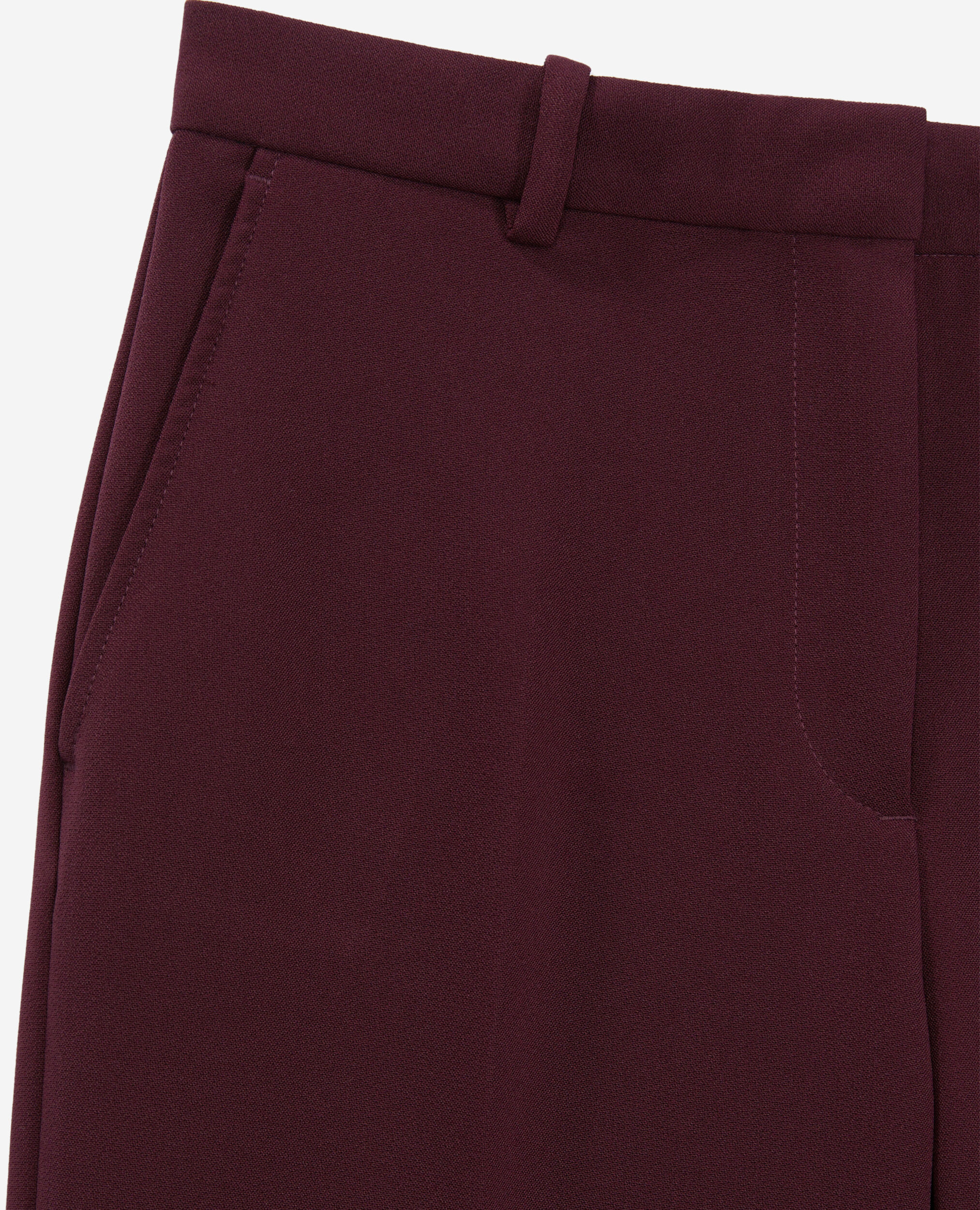 Pantalon tailleur bordeaux en crêpe, BURGUNDY, hi-res image number null