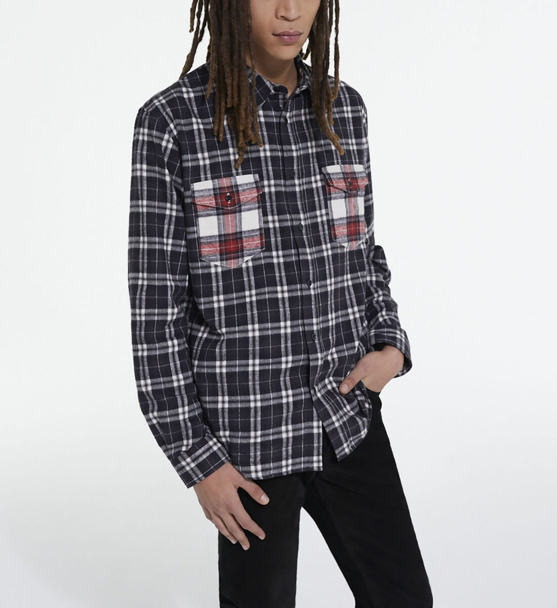 Check classic collar shirt