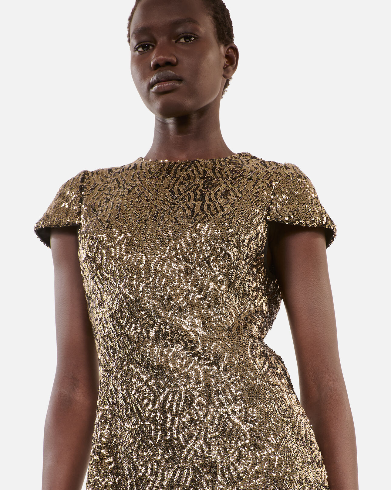 The Kooples FEMME GOLD robe courte à sequins dorée