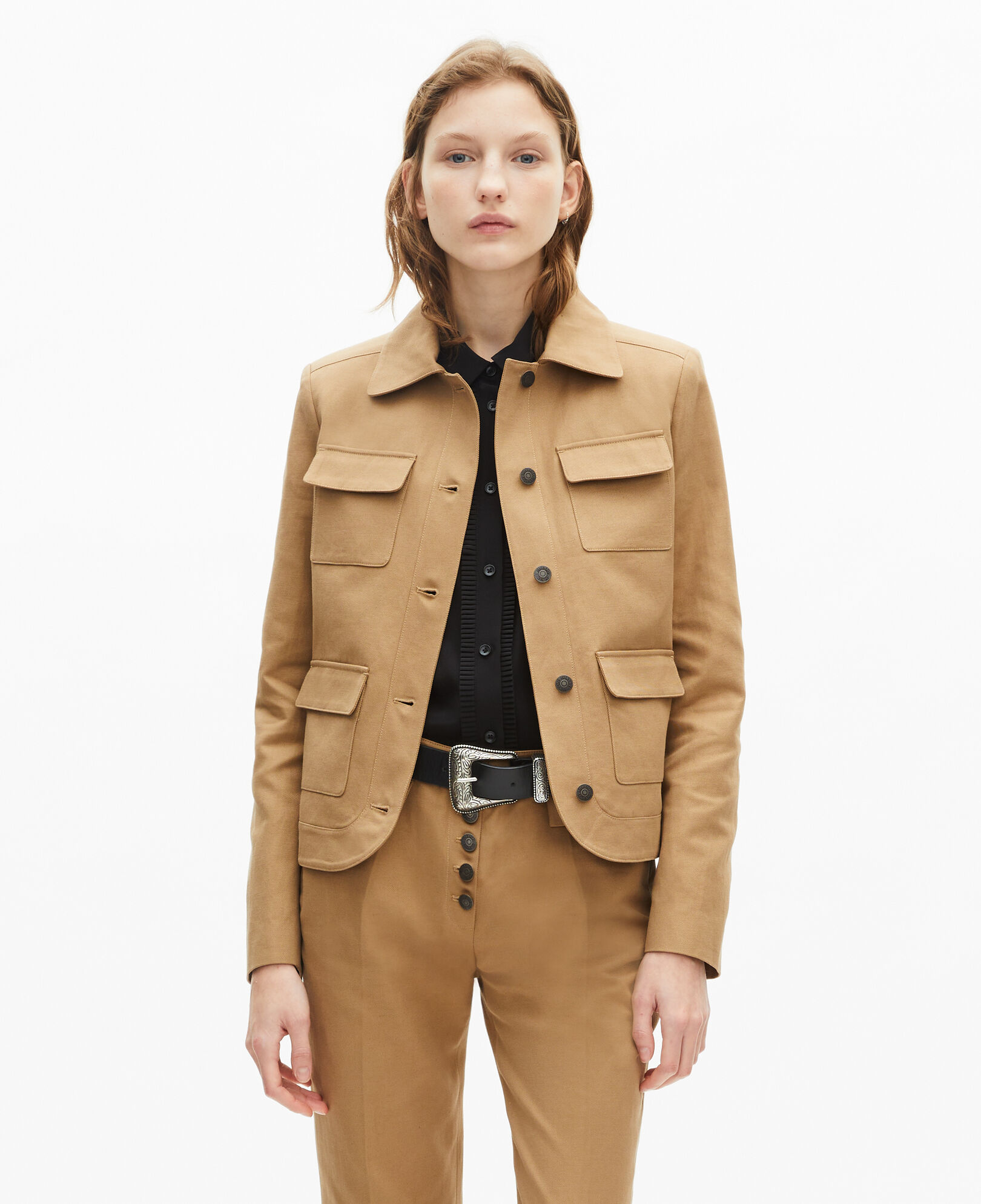 The Kooples WOMEN BEIGE short beige cotton and linen jacket