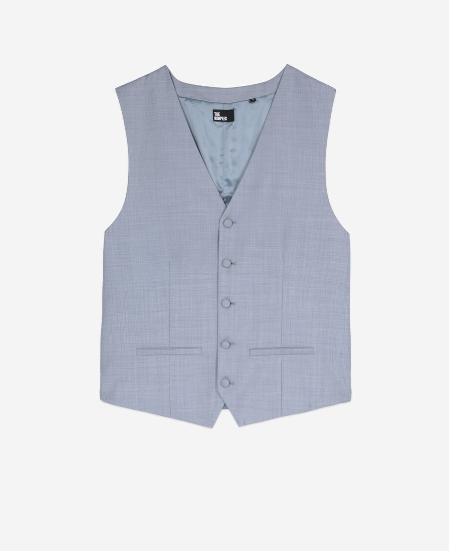 The Kooples MEN BLUE light blue slim fit wool suit vest