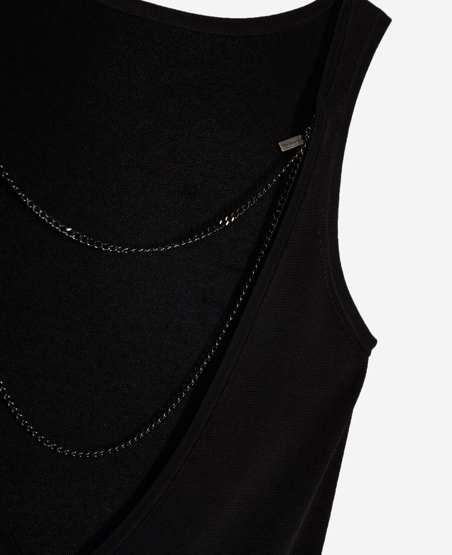 The Kooples WOMEN BLACK mesh top with black chains