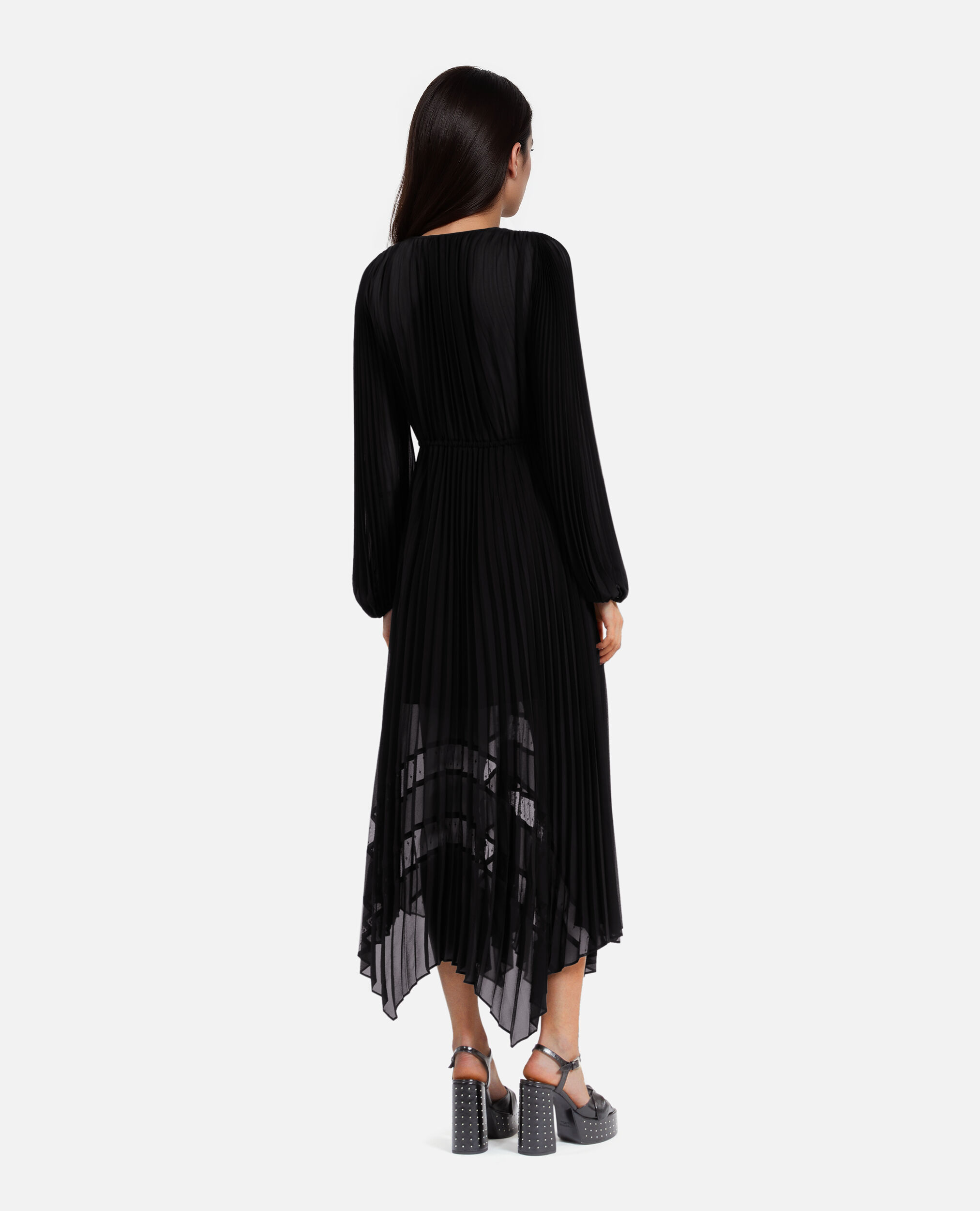 Robe longue plissee avec dentelle noire The Kooples France