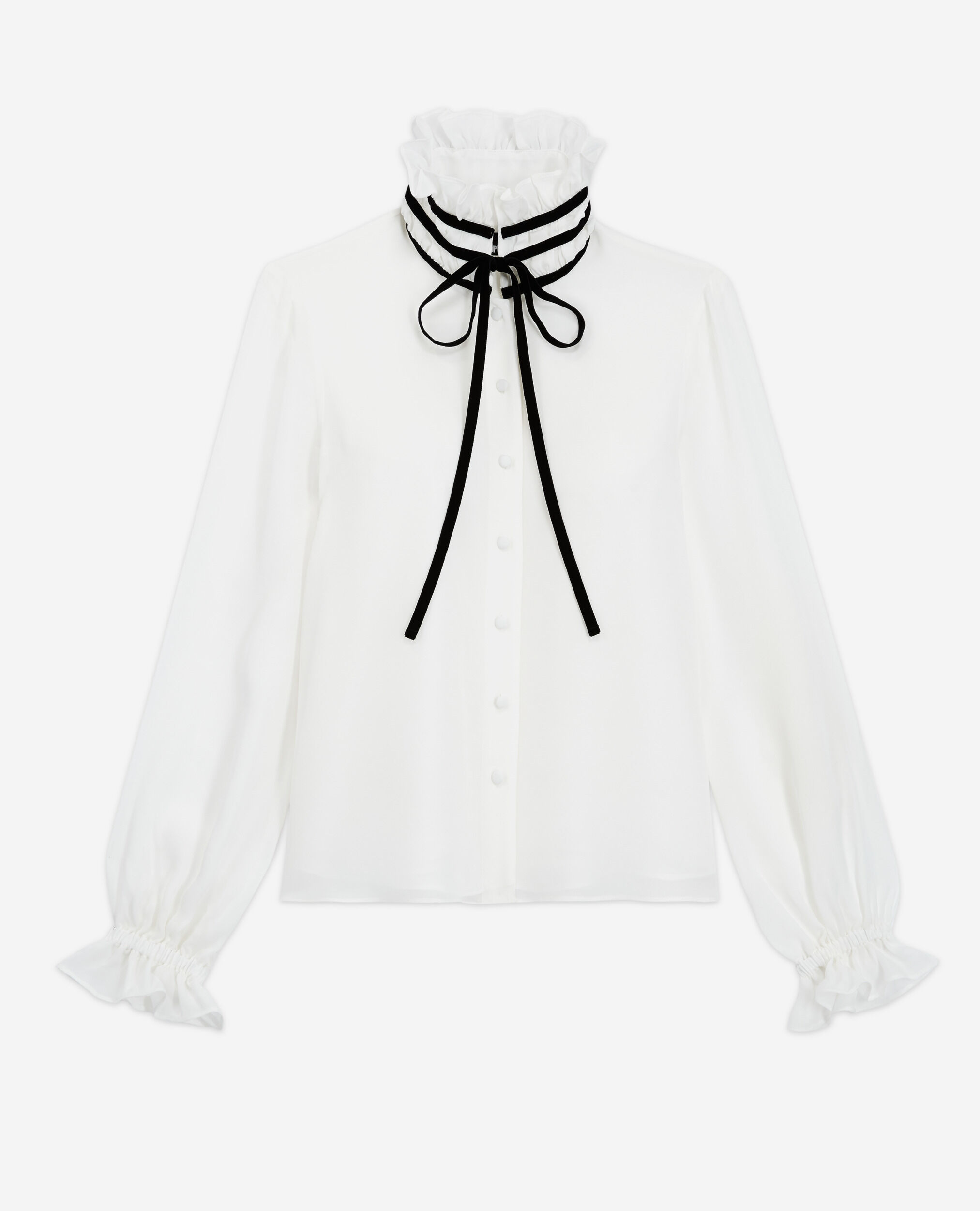 White silk top, WHITE, hi-res image number null