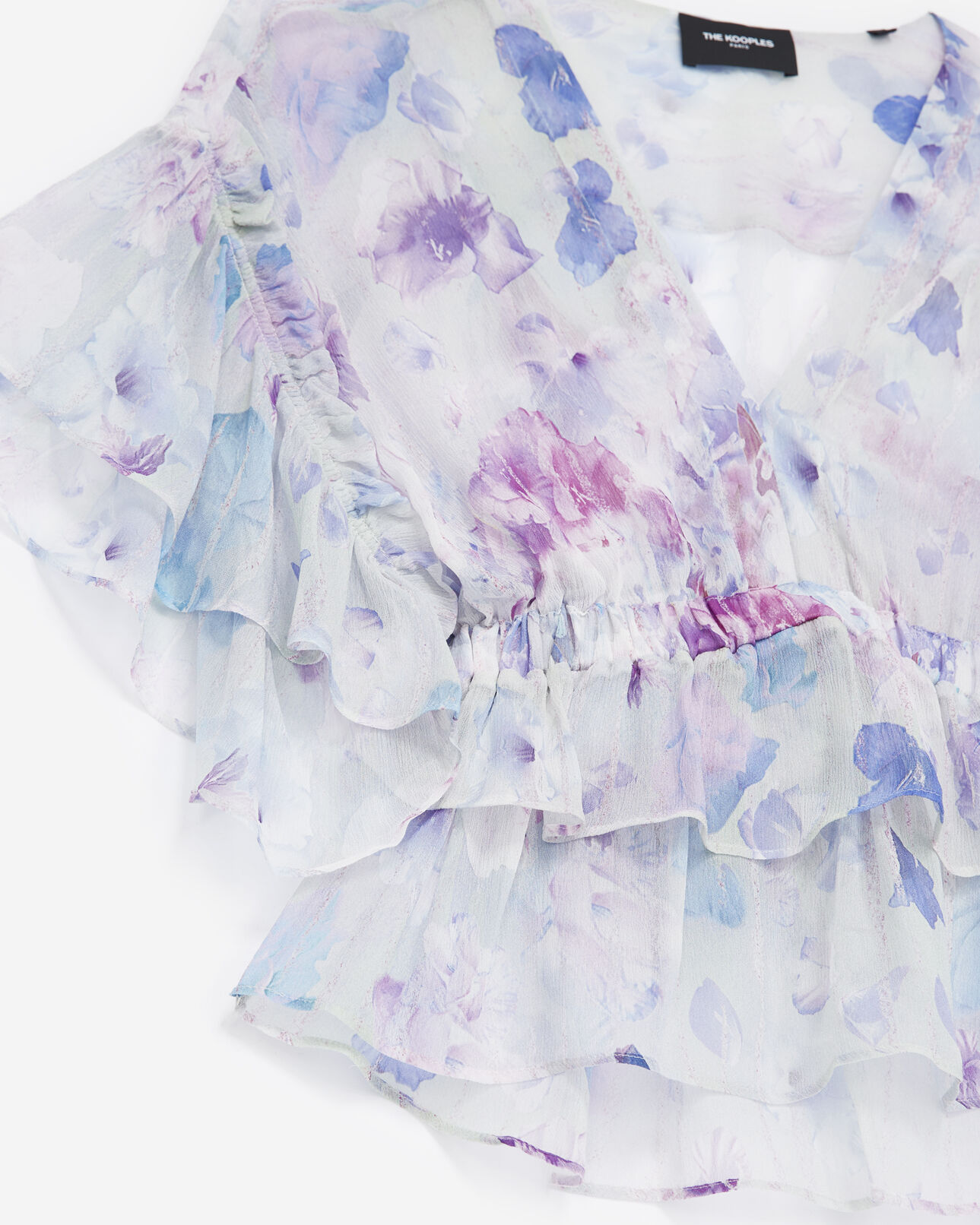 The Kooples WOMEN WHITE / LAVENDER printed top with shoulder straps