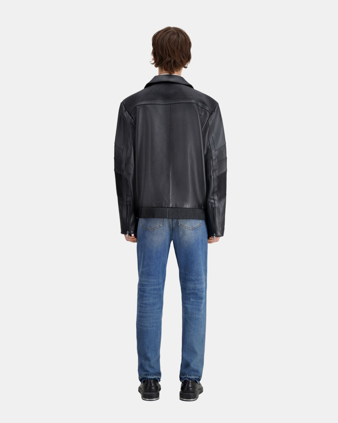 The Kooples MEN BLACK black leather biker jacket