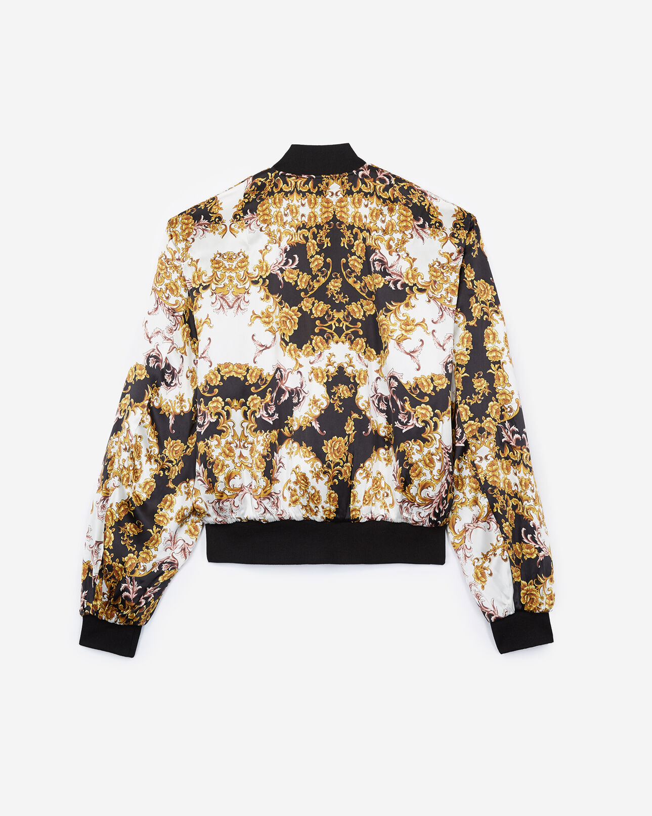 The Kooples WOMEN BLACK black silk jacket with baroque print