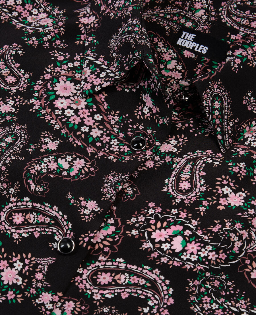 The Kooples FEMME BLACK / PINK chemise imprimée en soie