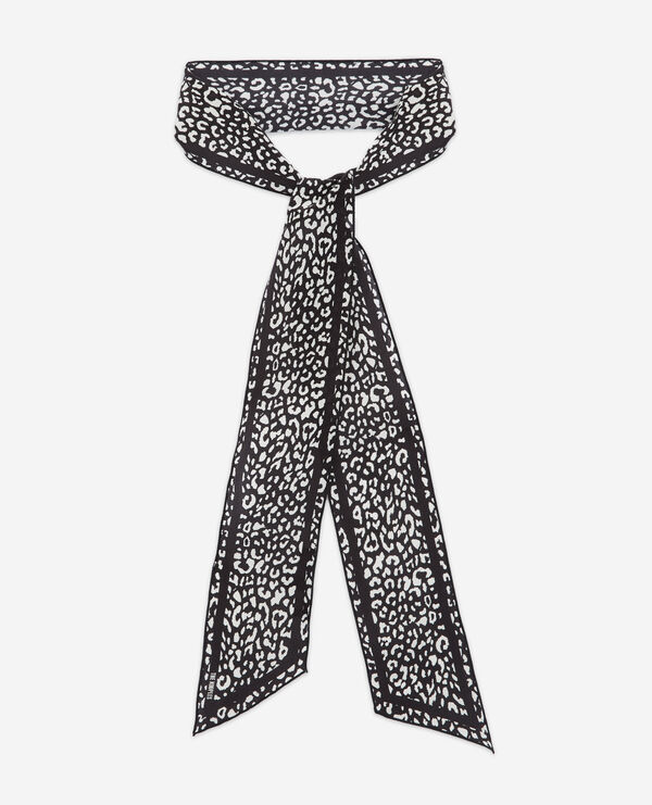 Black leopard print scarf