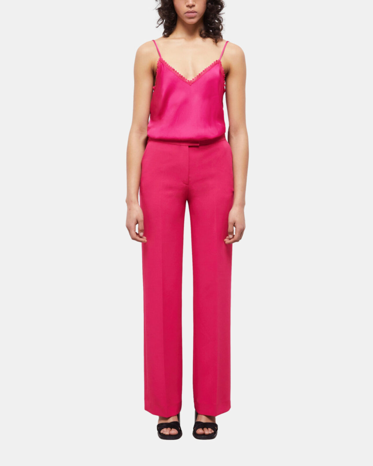 The Kooples FEMME PINK pantalon tailleur rose en crêpe