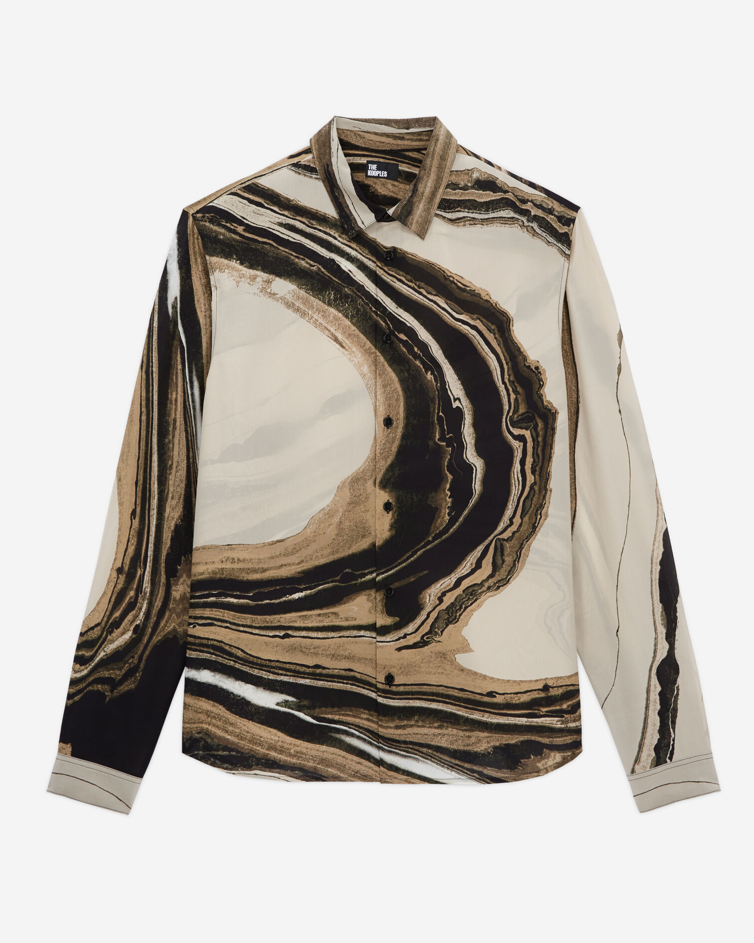 Printed silk shirt, BEIGE-BROWN, hi-res image number null