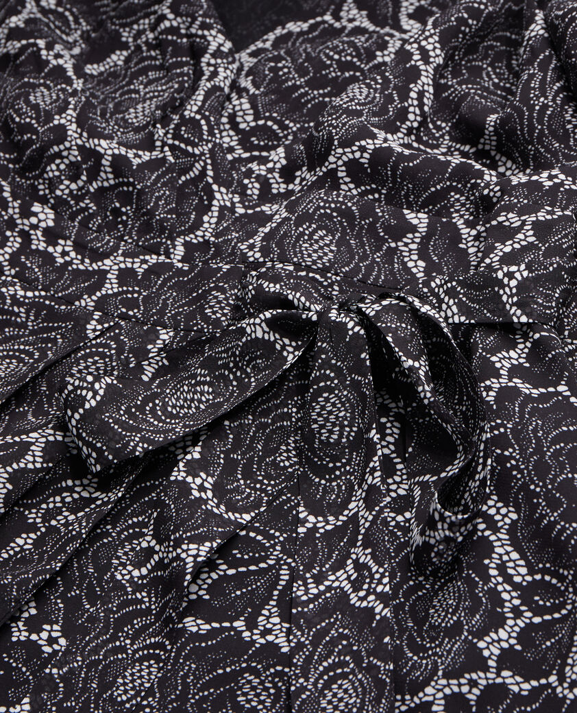 The Kooples FEMME BLACK robe portefeuille courte imprimée