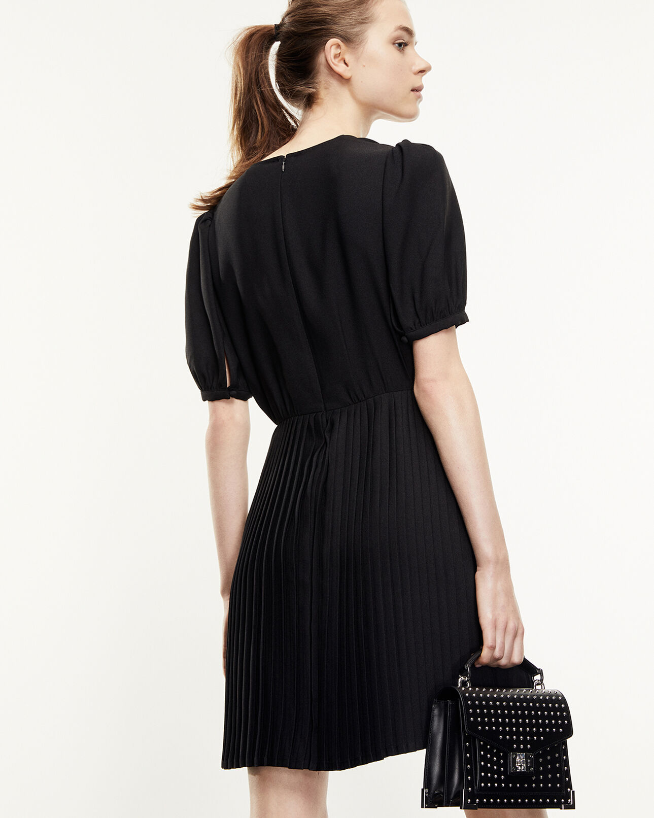The Kooples FEMME BLACK robe noir manches courtes