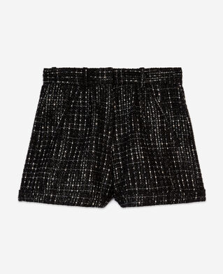 The Kooples FEMME BLACK WHITE short en tweed noir et blanc