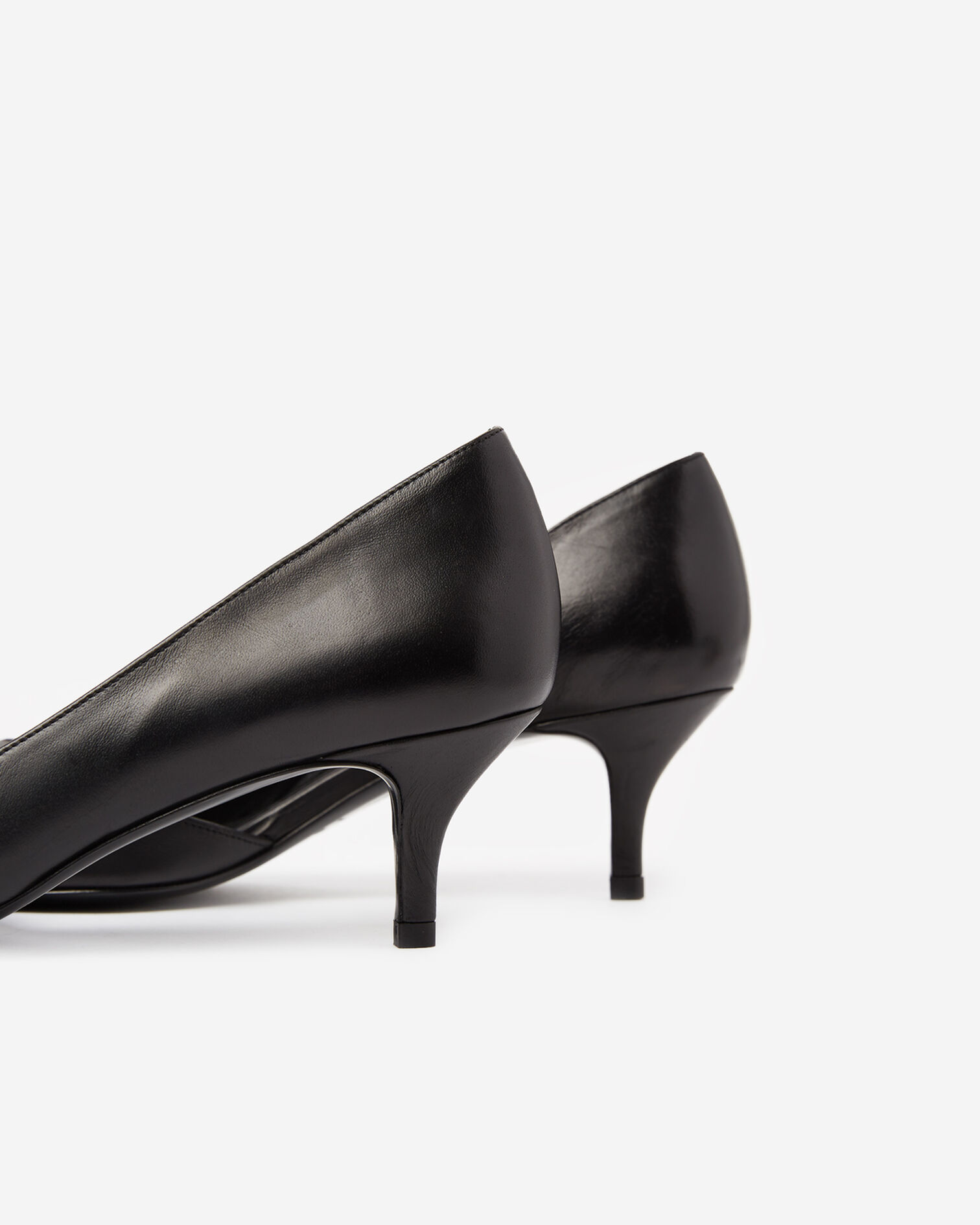 Black leather shoes with small heels, BLACK, hi-res image number null