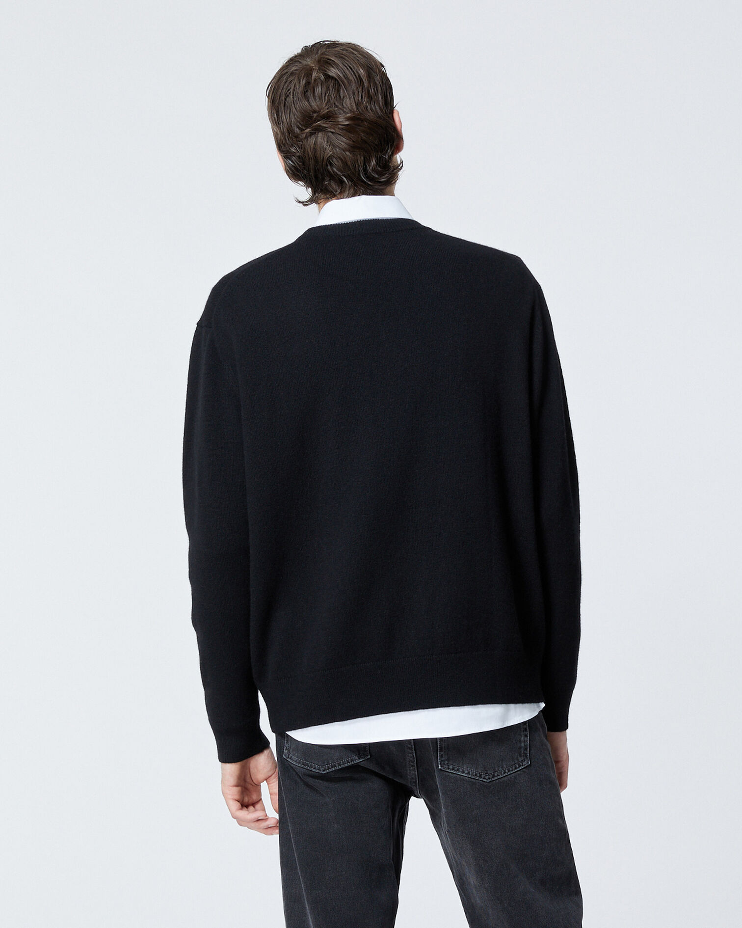 Black sweater in wool with skull embroidery, BLACK, hi-res image number null