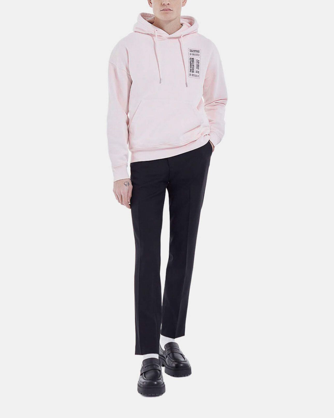 The Kooples MEN PINK pink cotton hoodie with white inscription
