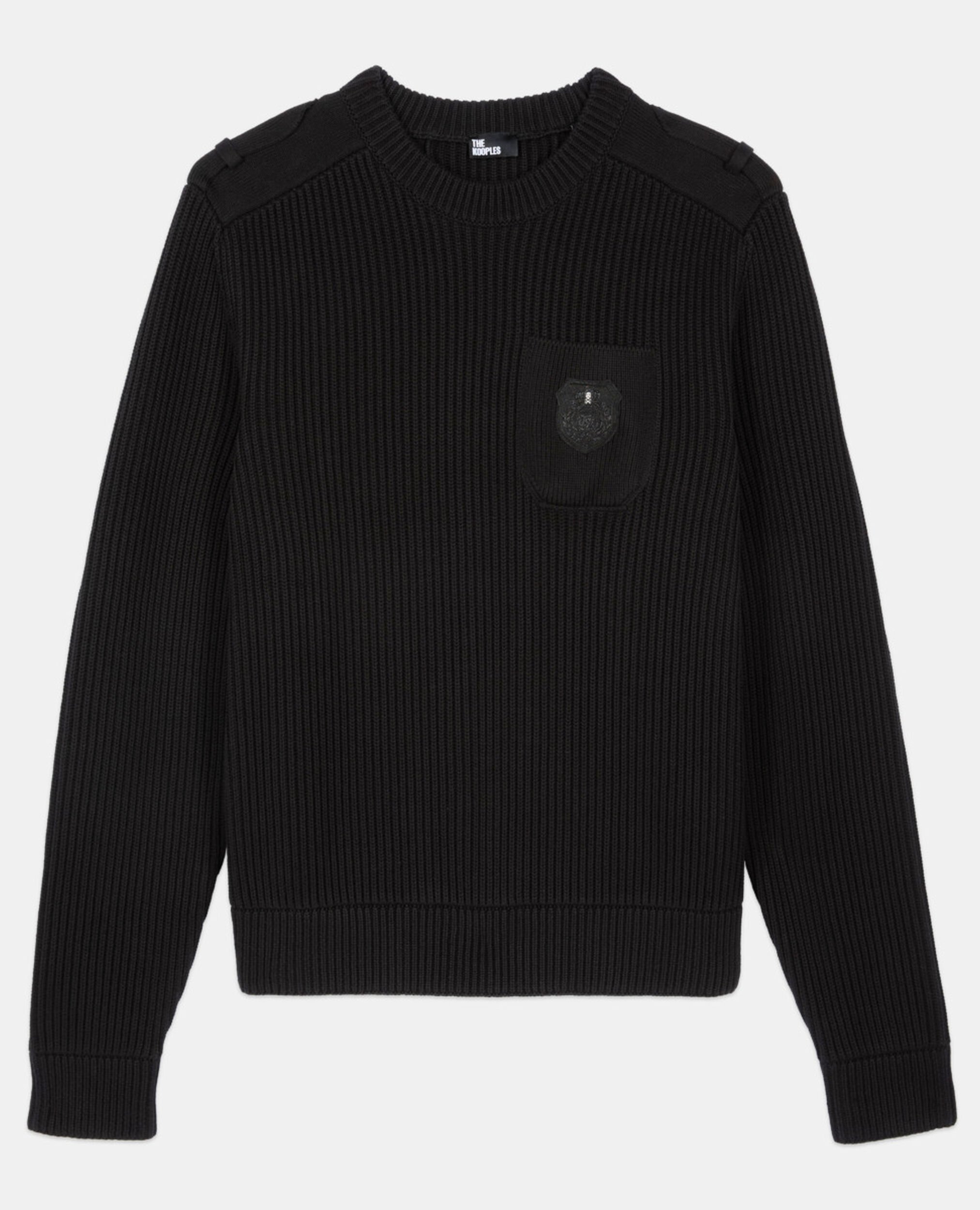 Black cotton sweater, BLACK, hi-res image number null