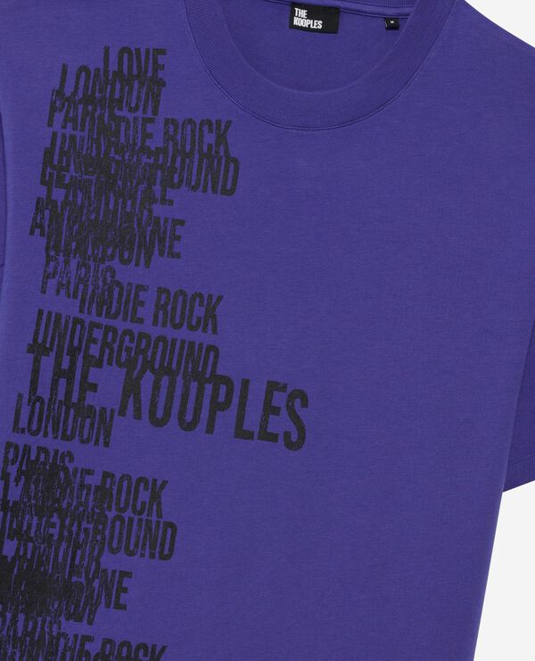 The Kooples HOMME ELECTRIC BLUE t-shirt avec sérigraphie violet
