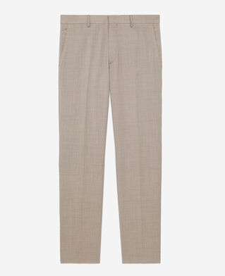 The Kooples HOMME BEIGE MELANGE pantalon de costume beige en laine fil à fil