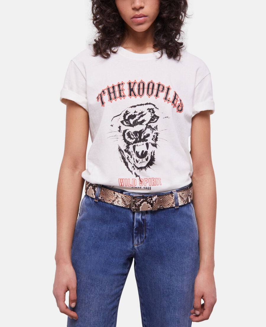 The Kooples UNISEX BEIGE-BROWN lederg&uuml;rtel mit pythonmuster