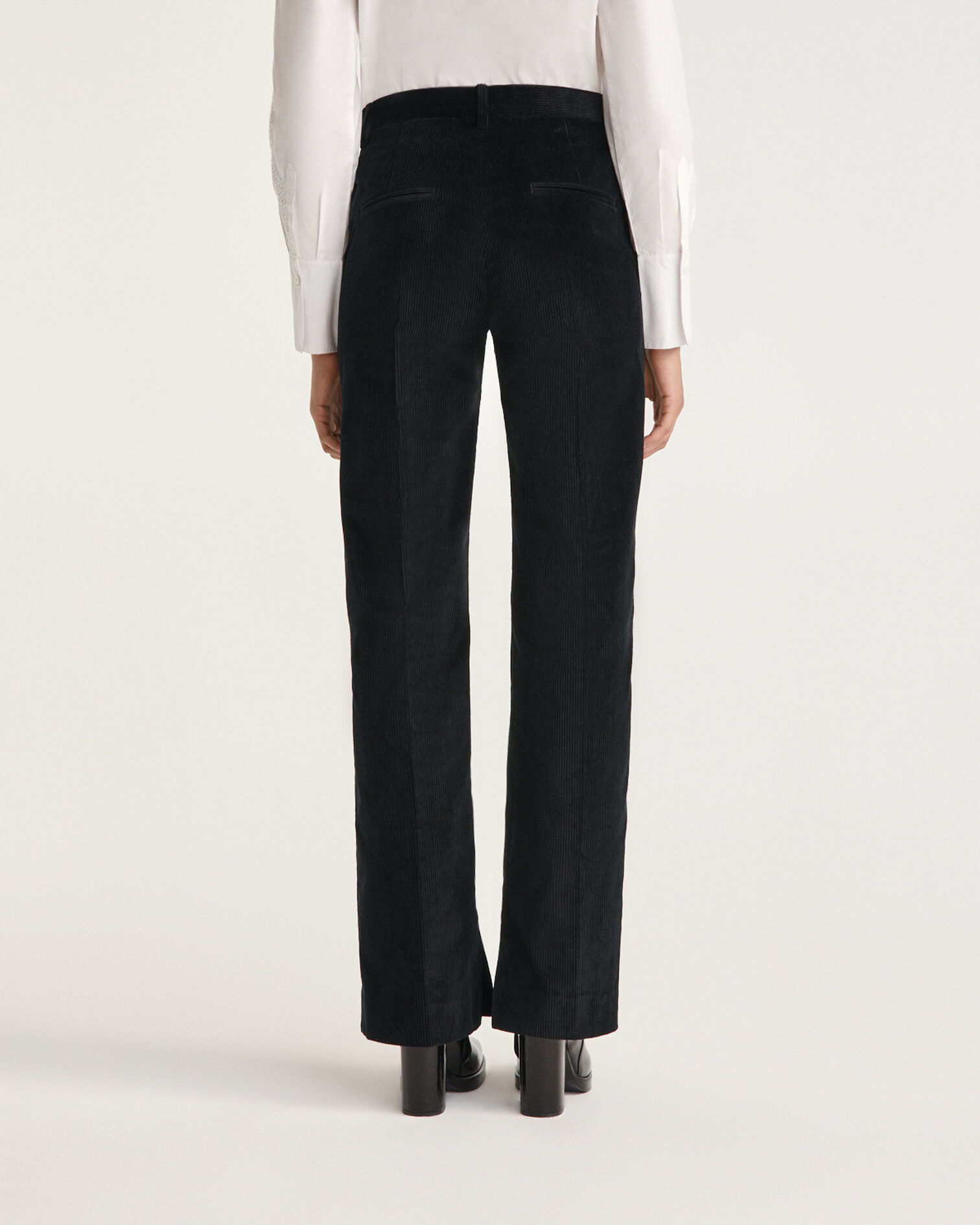 Loose-fitting black velvet pants, BLACK, hi-res image number null
