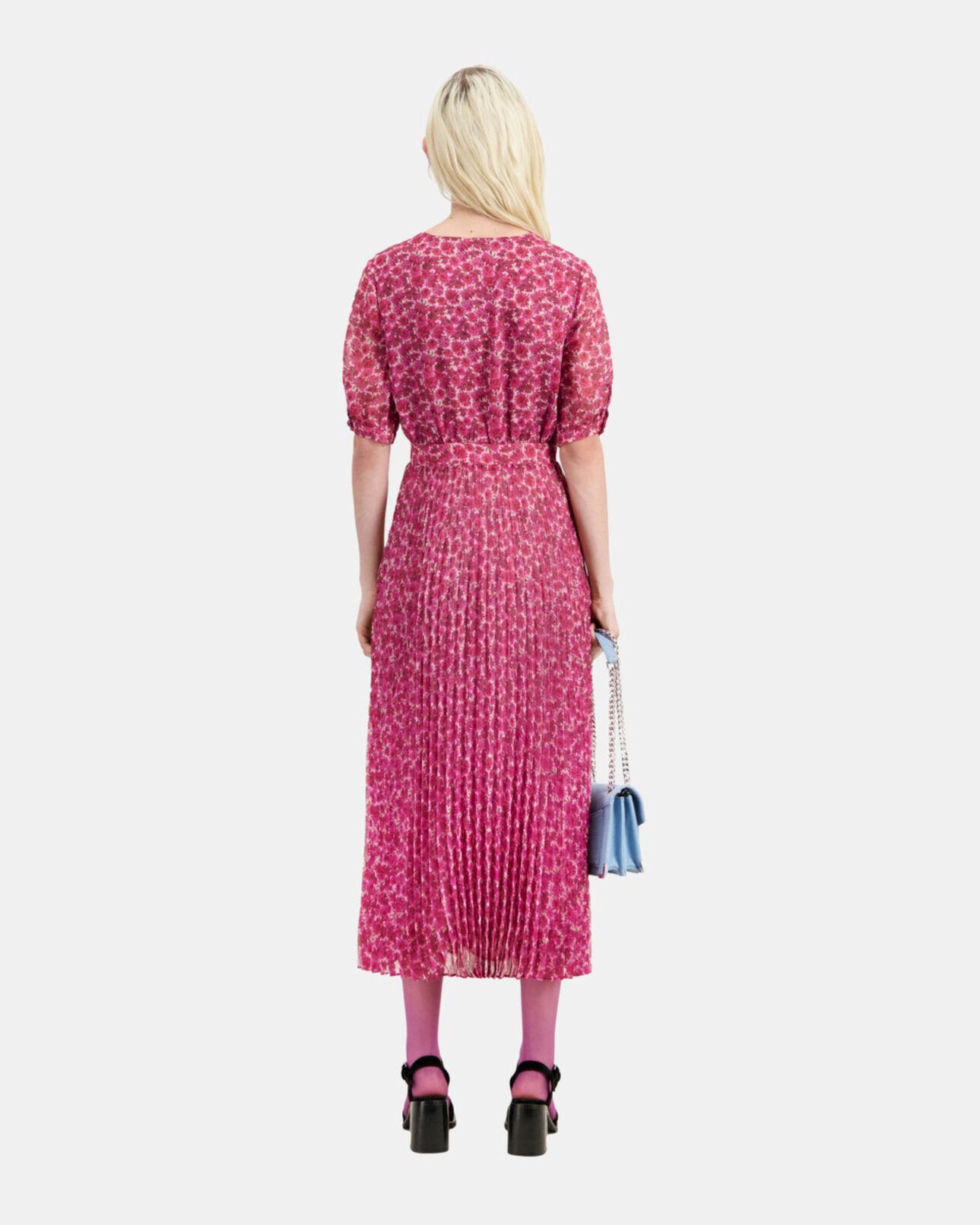The Kooples FEMME PINK robe longue plissée fleurie