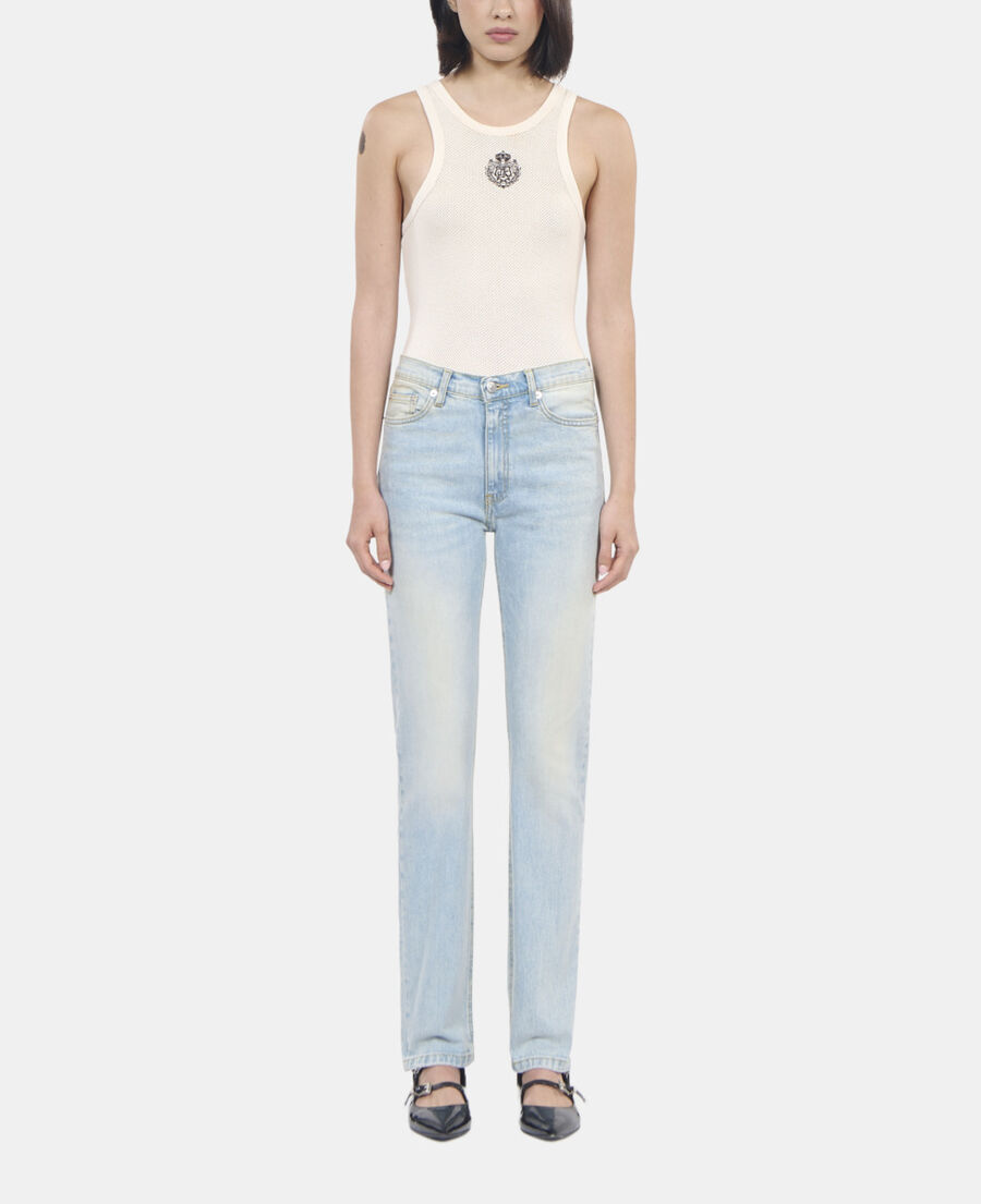 The Kooples DAMEN BLUE BLEACHED / NAVY hellblaue jeans mit slim-fit-passform