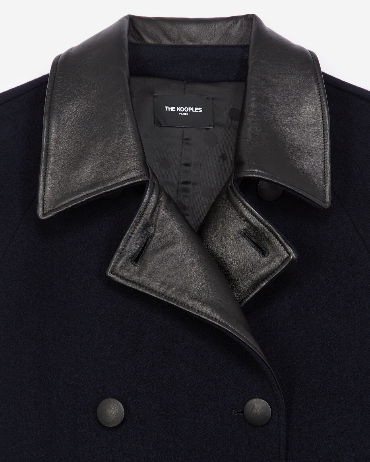 The Kooples WOMEN DARK NAVY trench-style navy blue wool coat