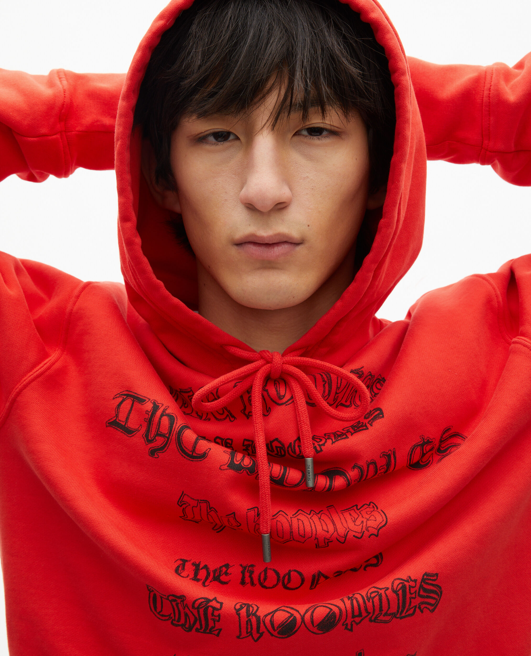 Hooded sweatshirt with red screen print, RED, hi-res image number null