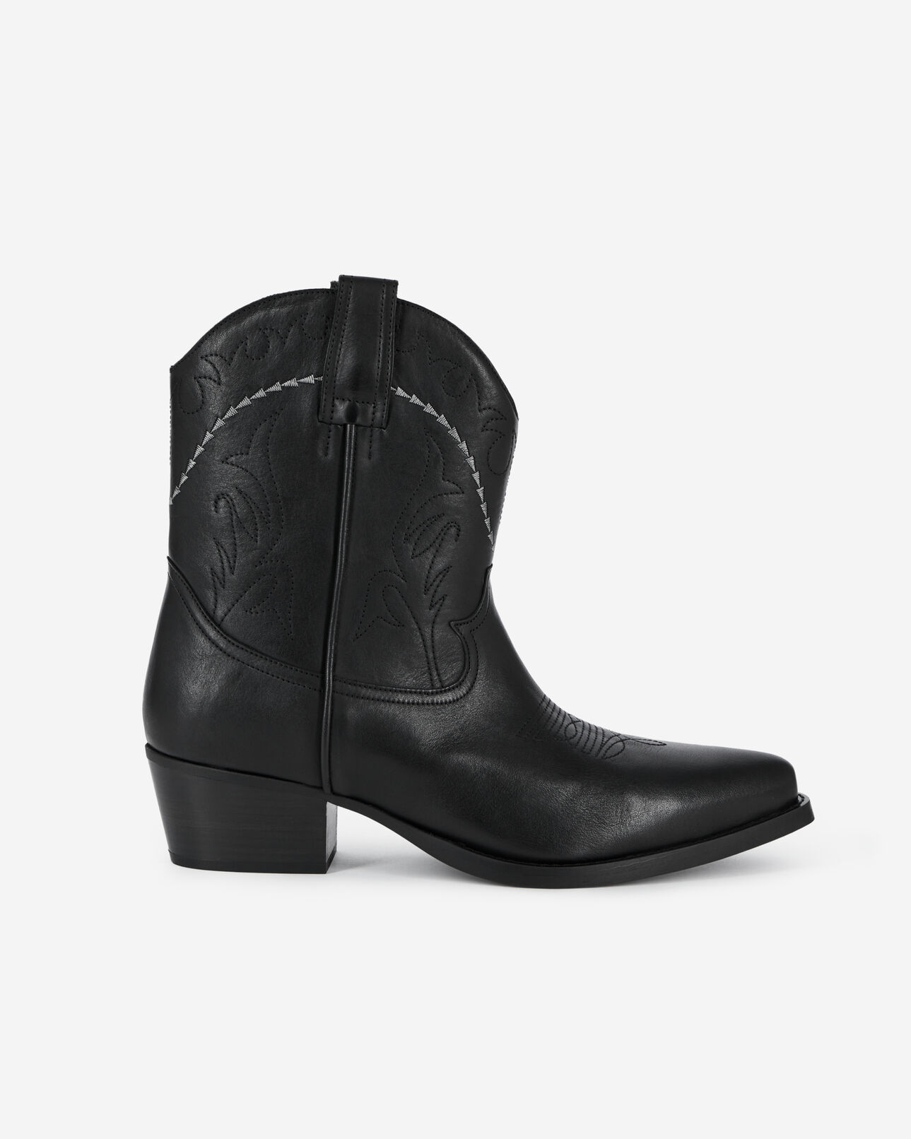 The Kooples HOMME BLACK bottes western en cuir noir