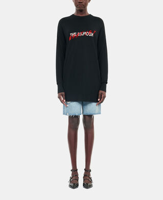 The Kooples DAMEN BLACK RED OFF WHITE schwarzer pullover &bdquo;what is&ldquo; aus wolle