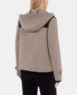 The Kooples DAMEN BEIGE-BROWN beige kapuzenjacke mit hahnentrittmuster