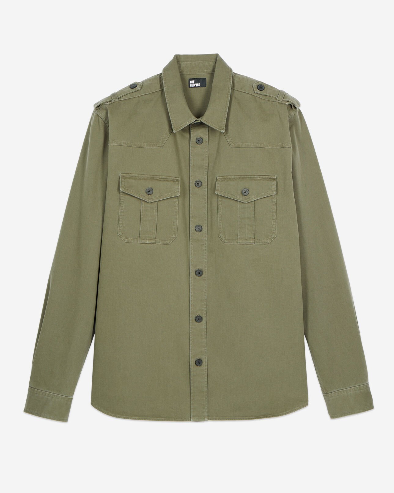 The Kooples HOMBRE OLIVE NIGHT camisa estilo oficial color caqui