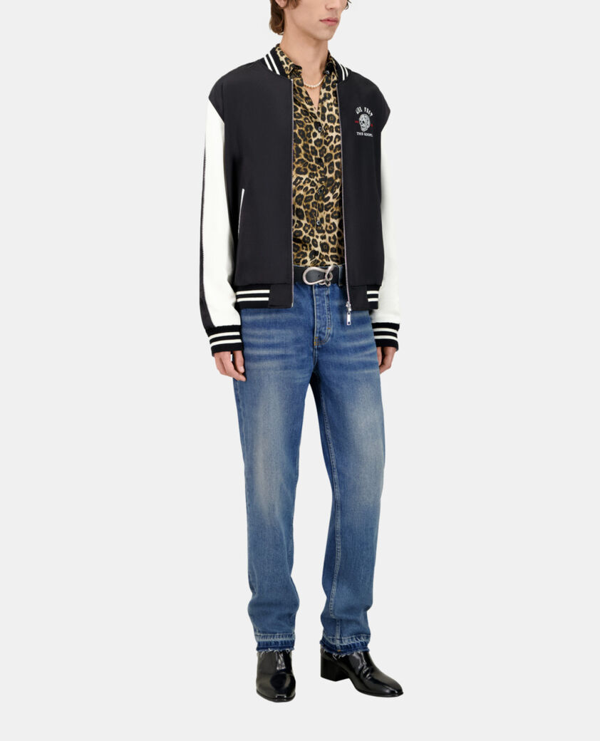 The Kooples HERREN BLACK satinschwarze wendejacke mit tiger-stickerei