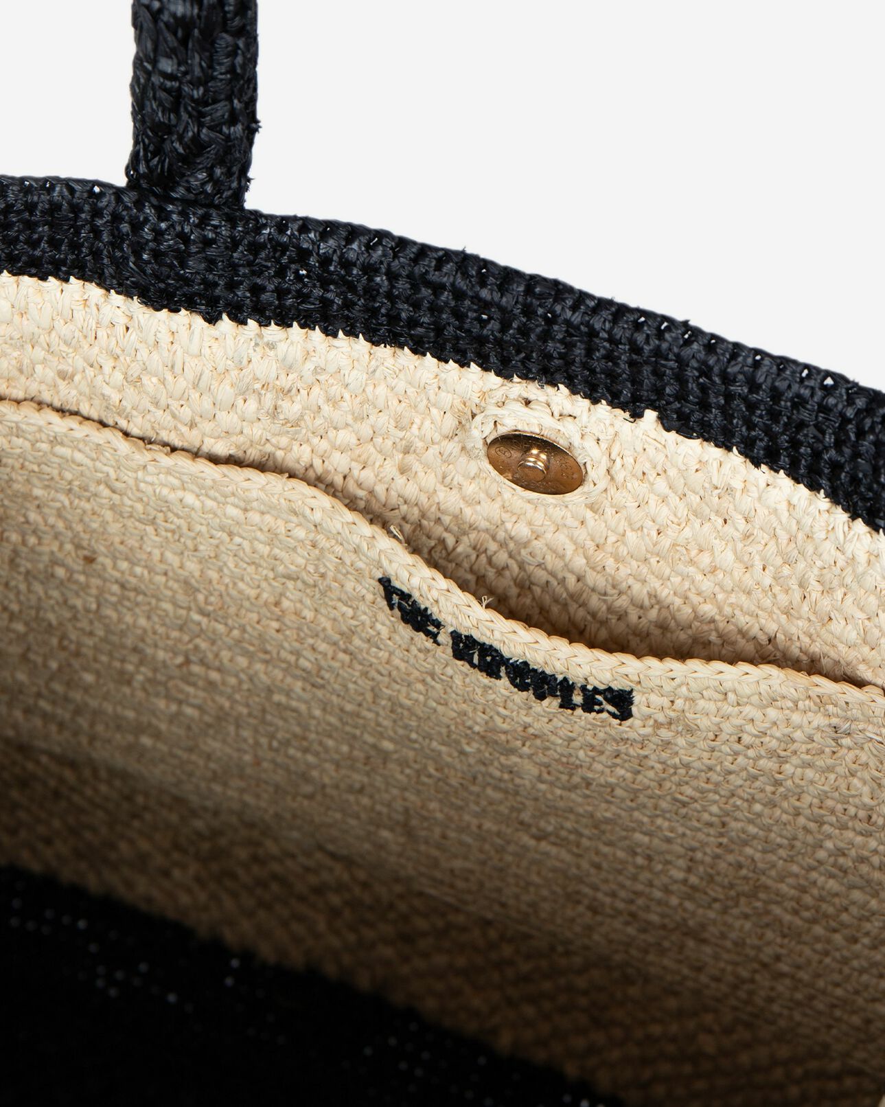 The Kooples FEMME ECRU BLACK sac cabas en raphia noir et écru