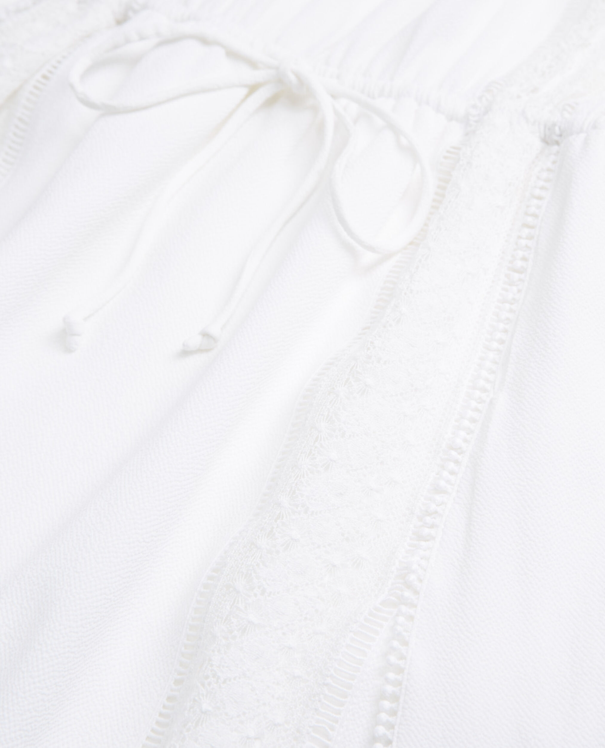 Vestido blanco encaje corto detalles calados, WHITE, hi-res image number null