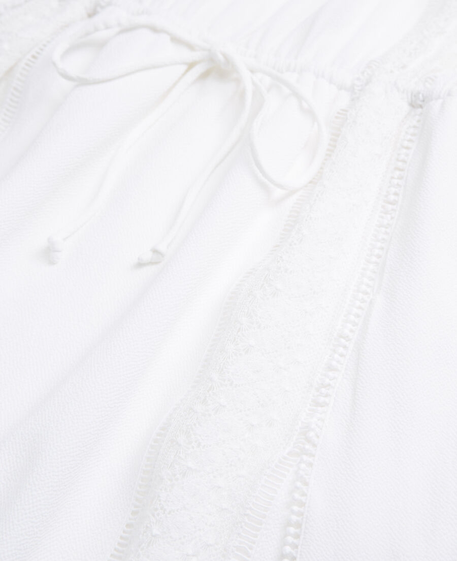 short white lace dress w/ openwork detailing