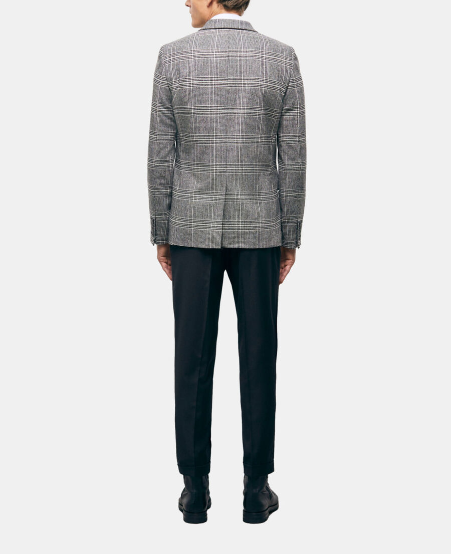 wool suit jacket with check motif