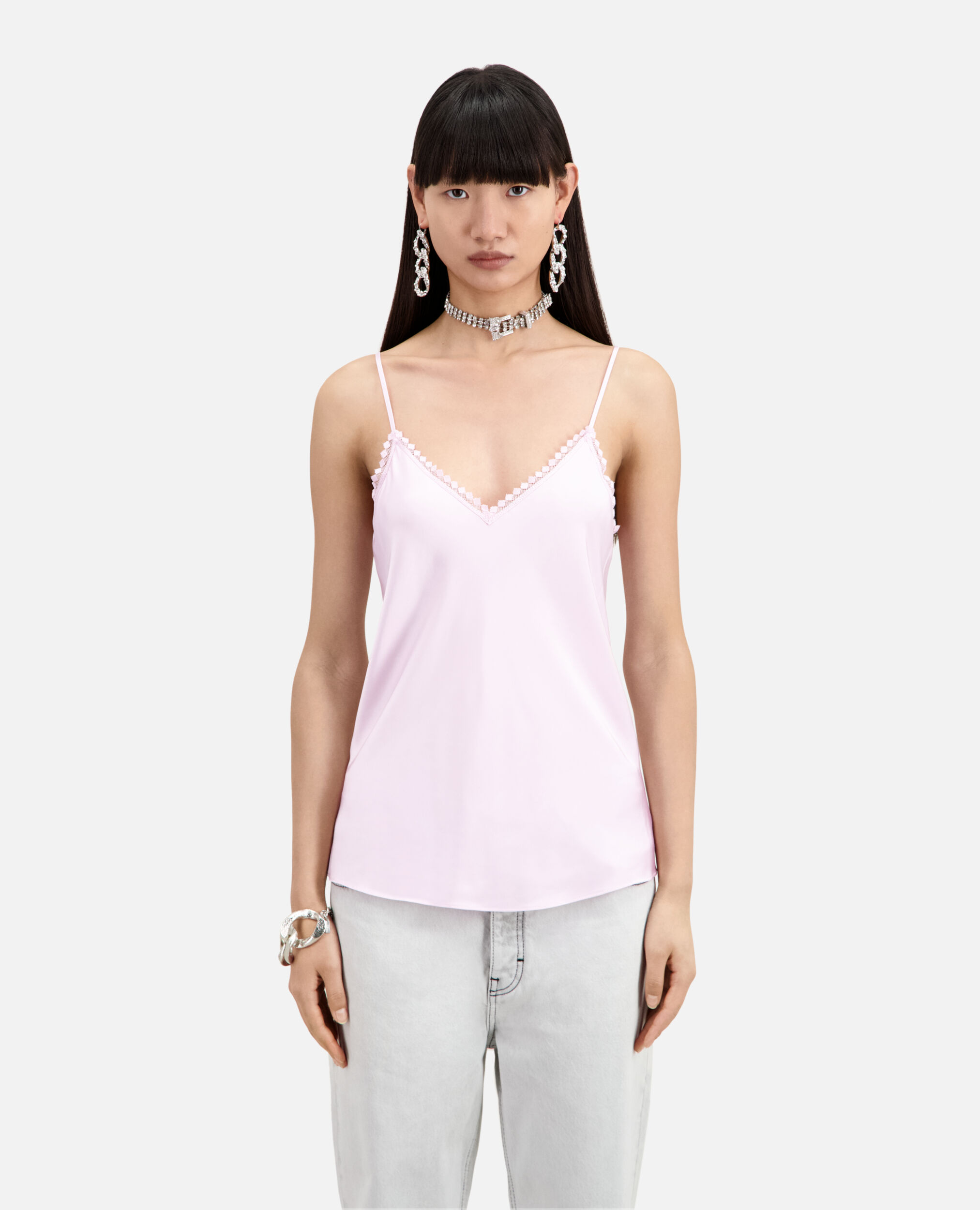 Pink camisole with lace details, PALE PINK, hi-res image number null
