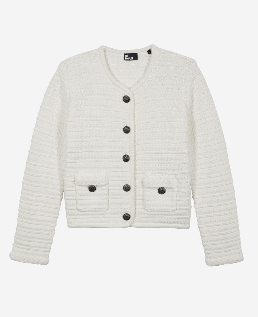 The Kooples FEMME ECRU cardigan en maille torsadée écru