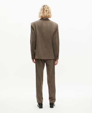 The Kooples MEN LIGHT BROWN brown pinstripe suit jacket